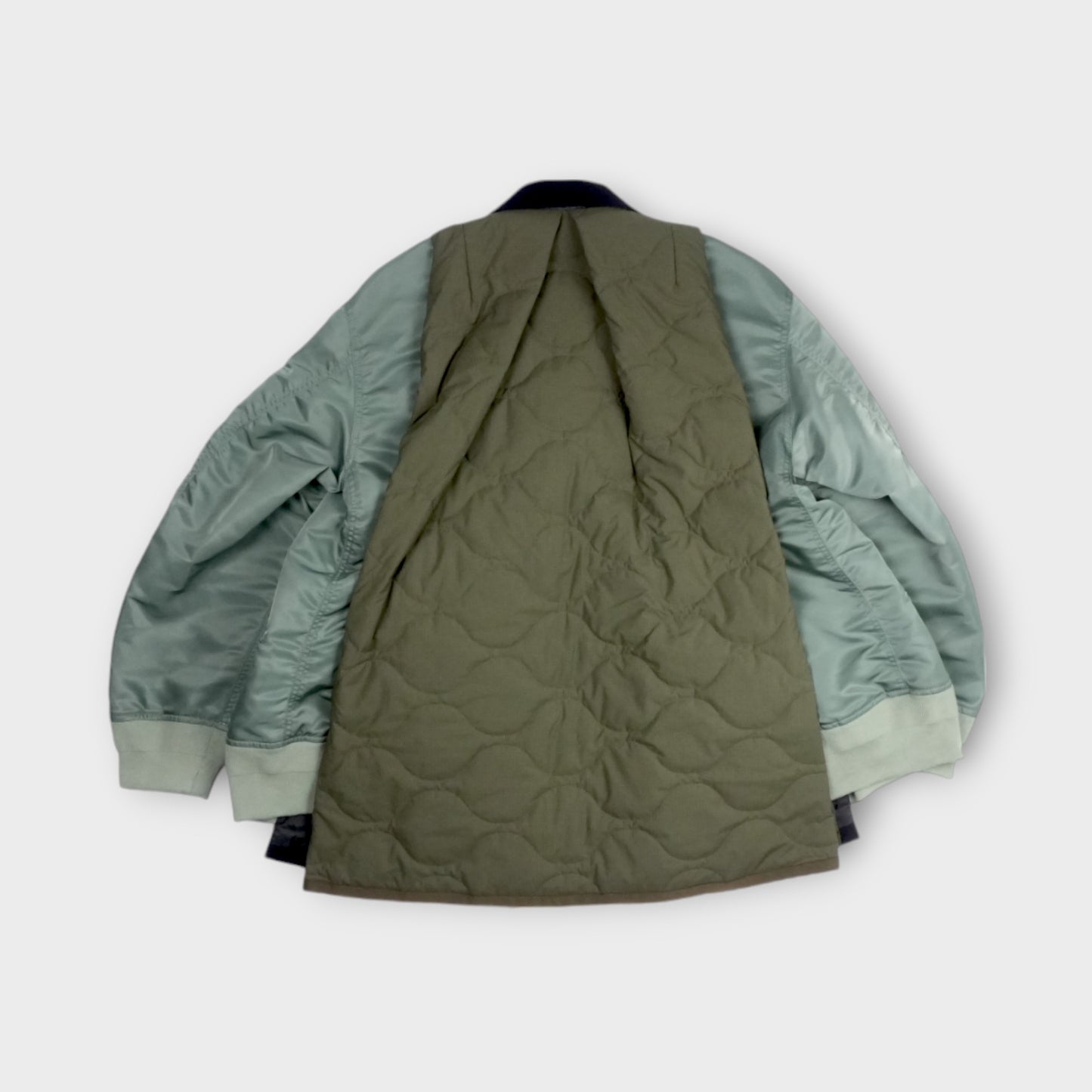 sacai Wool Melton x Nylon Twill Quilted Coat