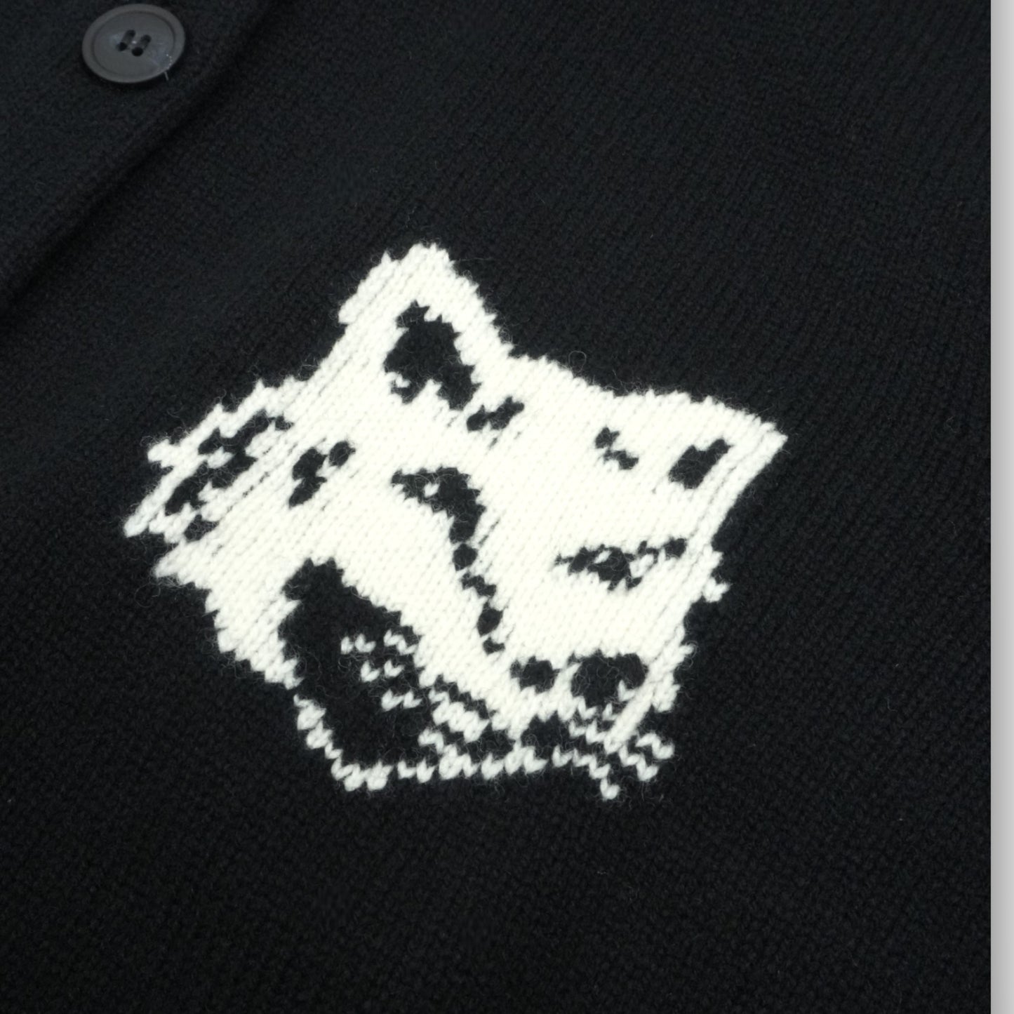 MAISON KITSUNÉ FOX HEAD INTARSIA HIGH NECK CARDIGAN