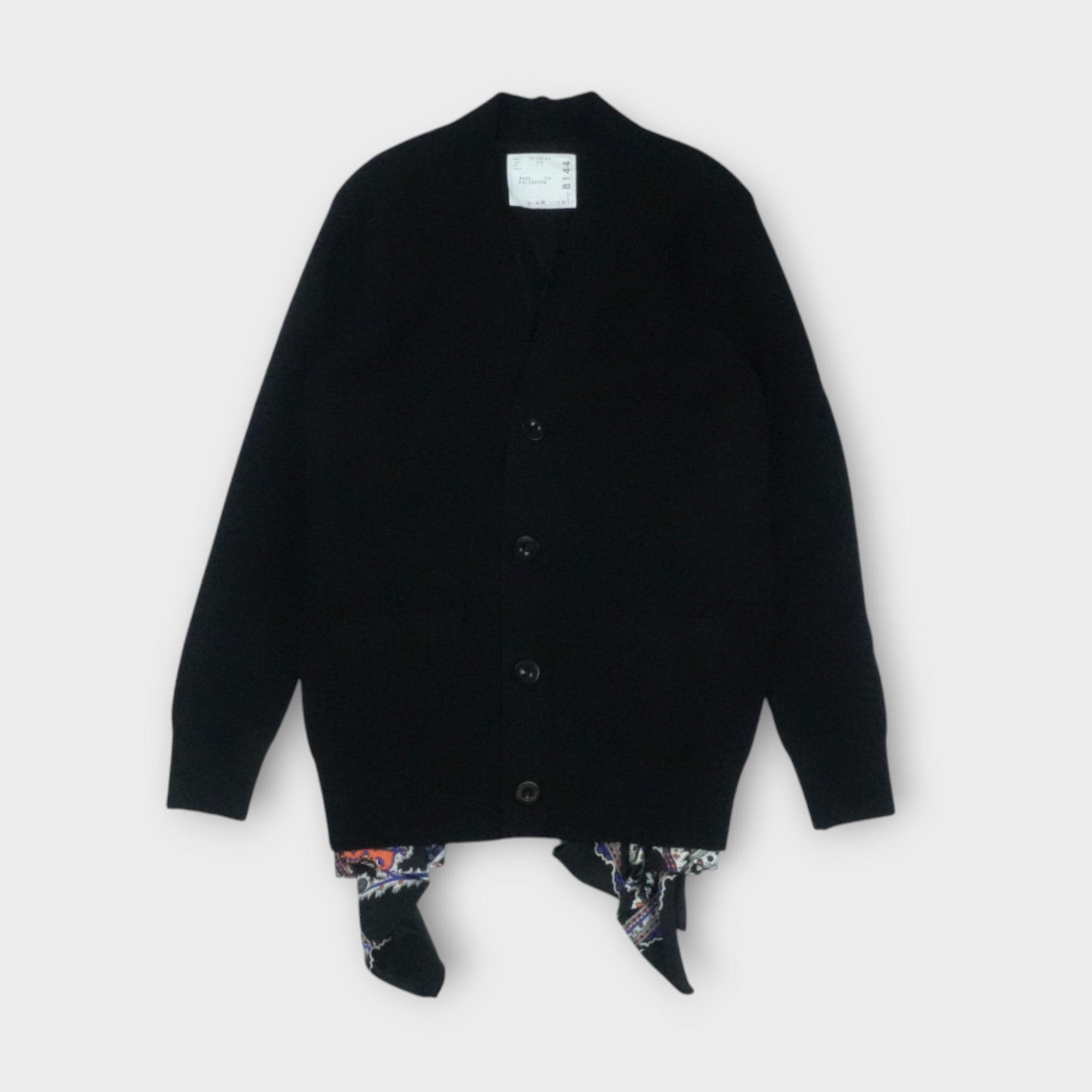 【美品】  sacai / サカイ | 2023AW | Chiffon Mix Wool Knit Cardigan ウールカーディガン | 1 | ブラック | レディース WOMEN CARDIGANS | sacai Official Store サカイ オフィシャル
