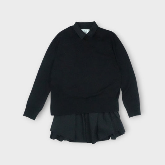 sacai  Poplin x Cotton Knit Dress