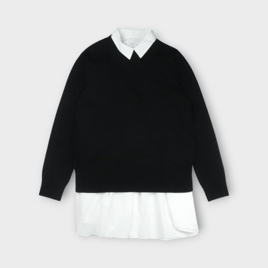 sacai  Poplin x Cotton Knit Dress