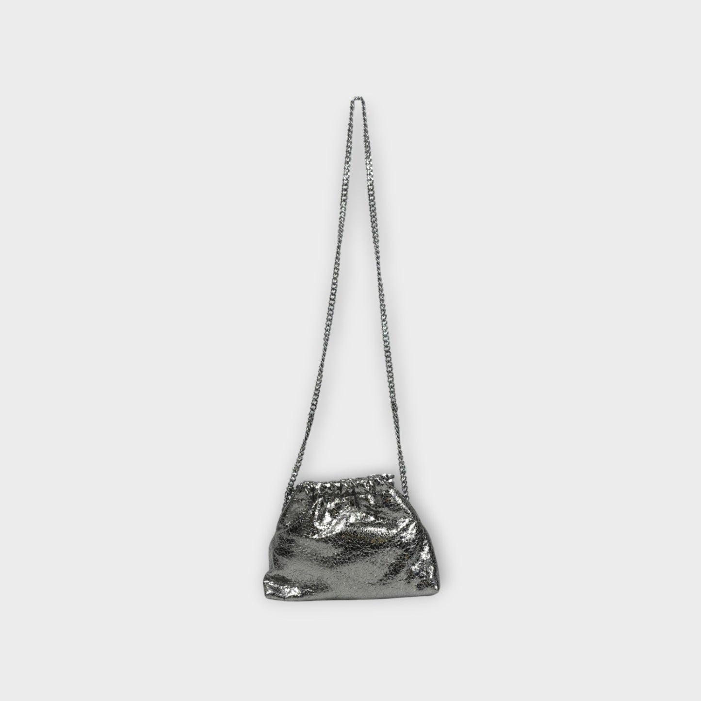 STELLA McCARTNEY FALABELLA MINI DRAWSTRING BAG METALLIC CRACKLE