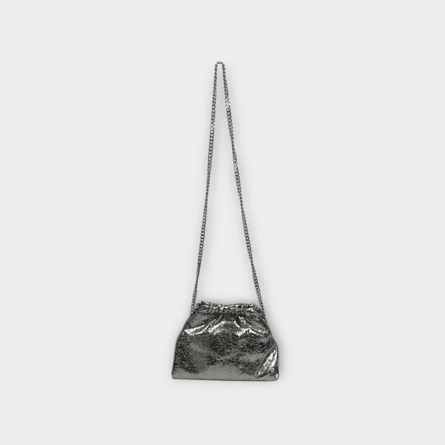 STELLA McCARTNEY FALABELLA MINI DRAWSTRING BAG METALLIC CRACKLE