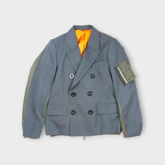sacai  Stripe Doeskin x Nylon Twill Jacket