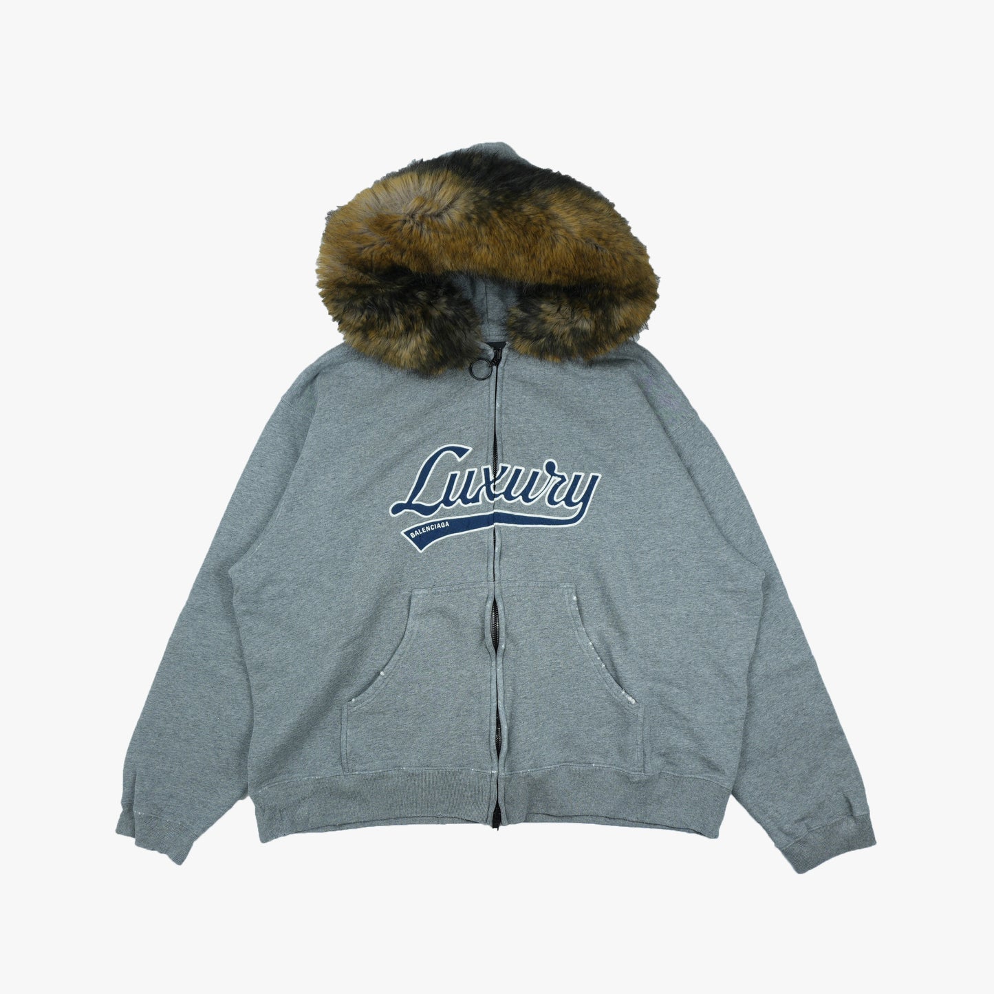 BALENCIAGA Faux-Fur Zip-Up Hoodie