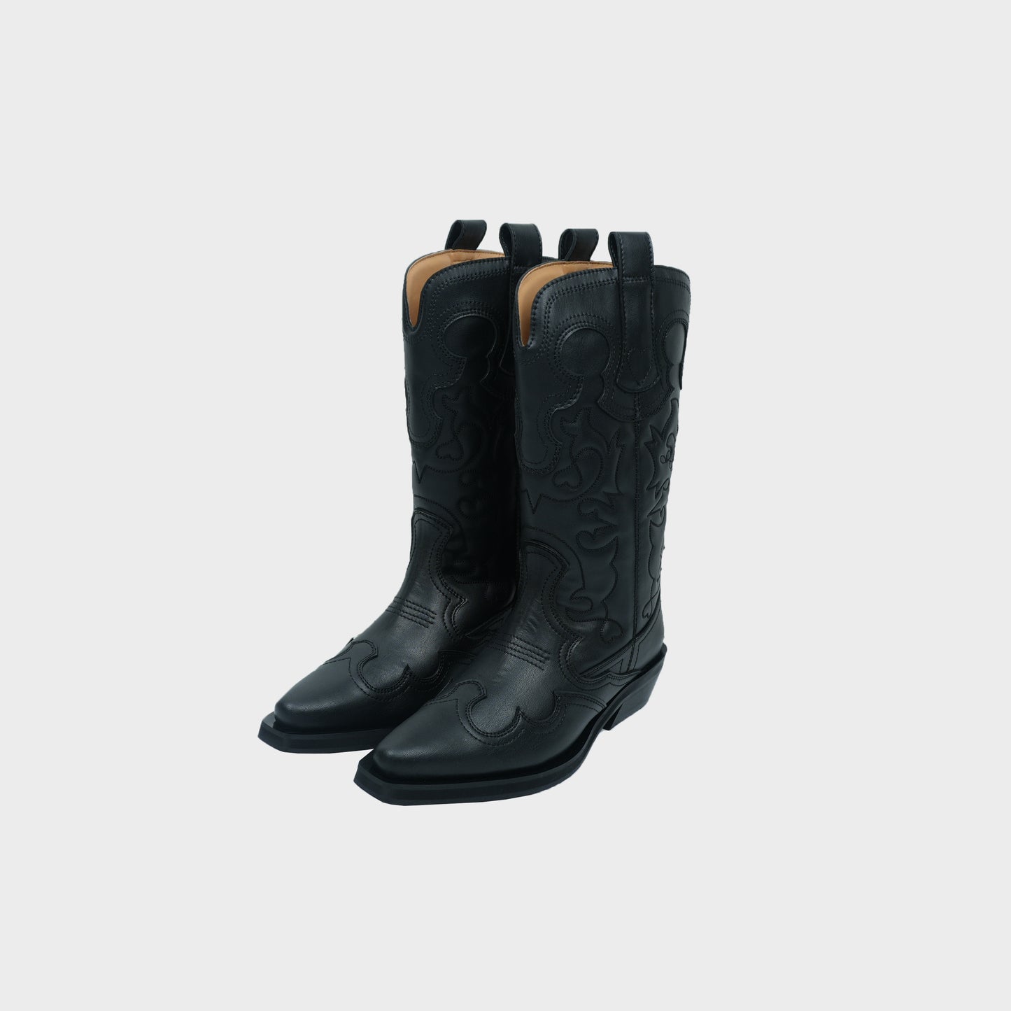 GANNI Mid Shaft Embroidered Western Boot