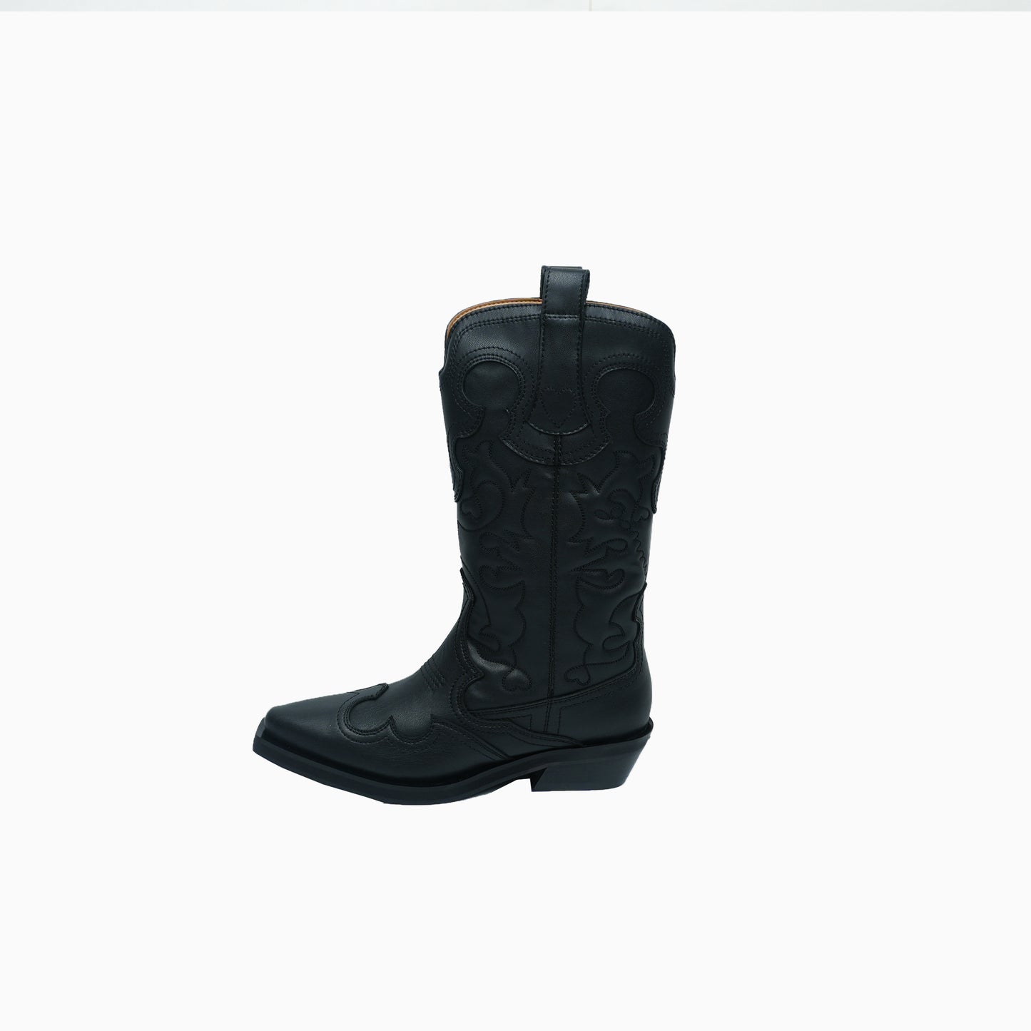 GANNI Mid Shaft Embroidered Western Boot