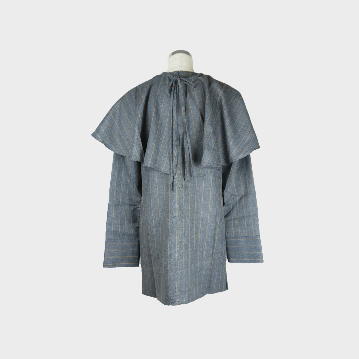 GANNI Brushed Wool Stripe Circle Collar Mini Dress