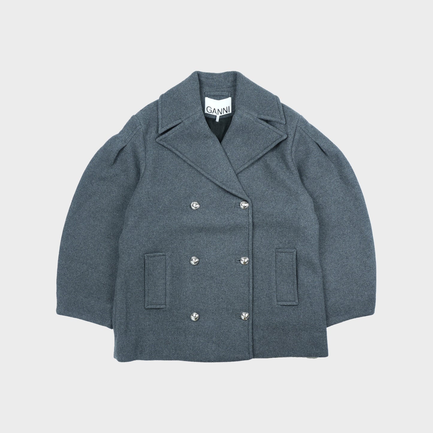 GANNI Peacoat Wool Midi Coat