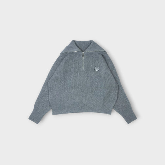 MAISON KITSUNÉ BOLD FOX HEAD PATCH HALF ZIP RIBBED JUMPER