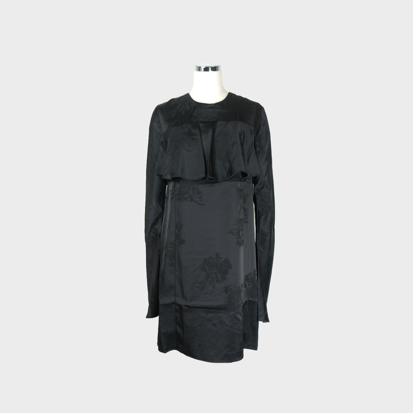 GANNI Fluid Stain Jacquard Mini Ruffle Dress