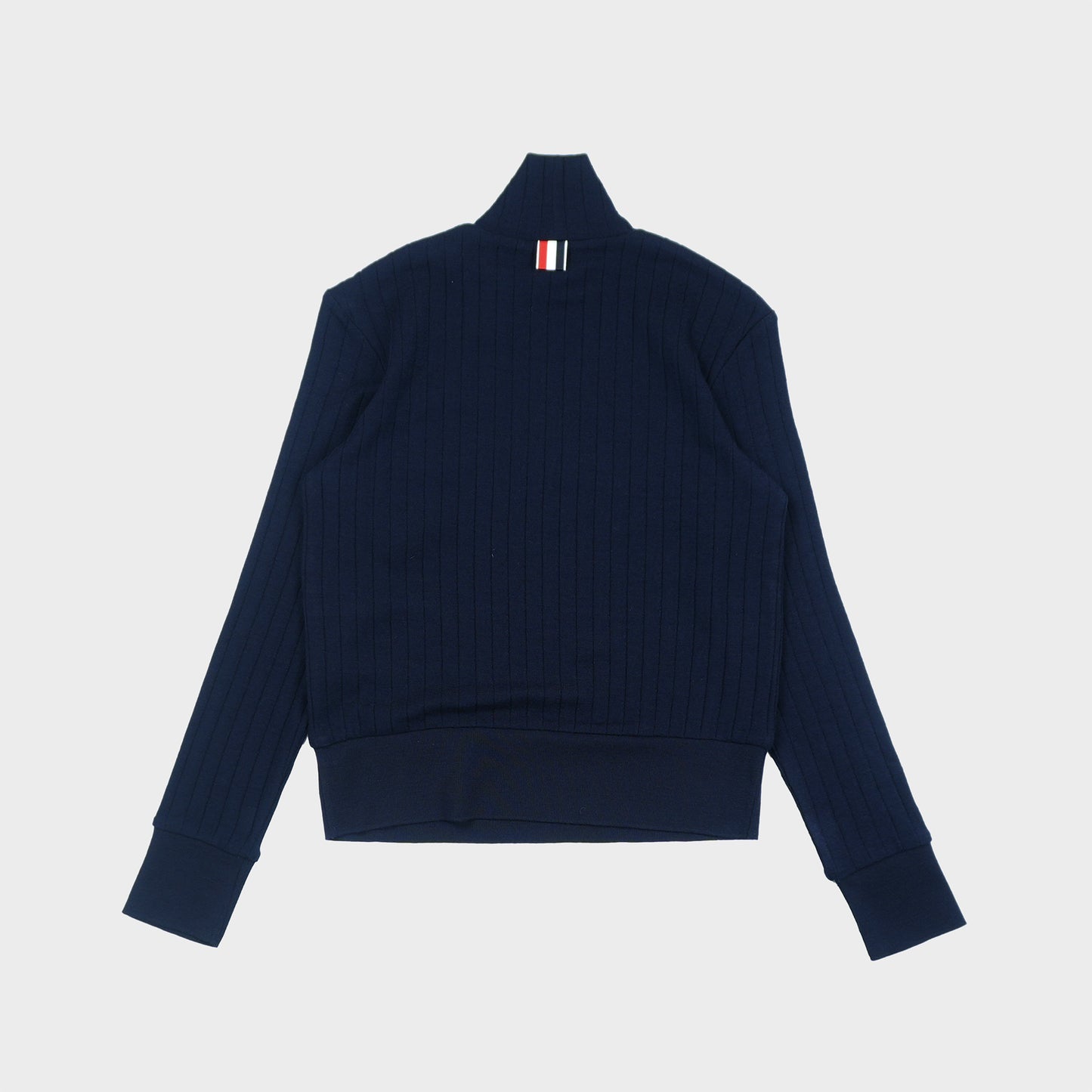 THOM BROWNE LONG SLEEVE RIB CUFF TURTLENECK IN WIDE WOOL RIB