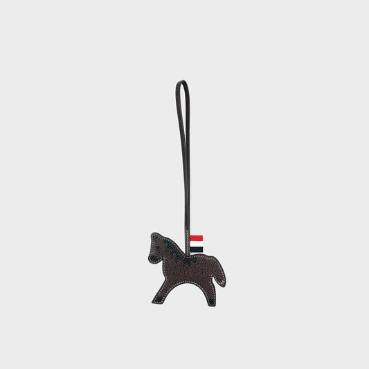 THOM BROWNE HORSE CHARM IN PEBBLE GRAIN LEATHER