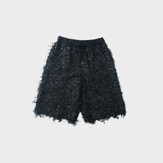 leur logette Sheer fringe half pants