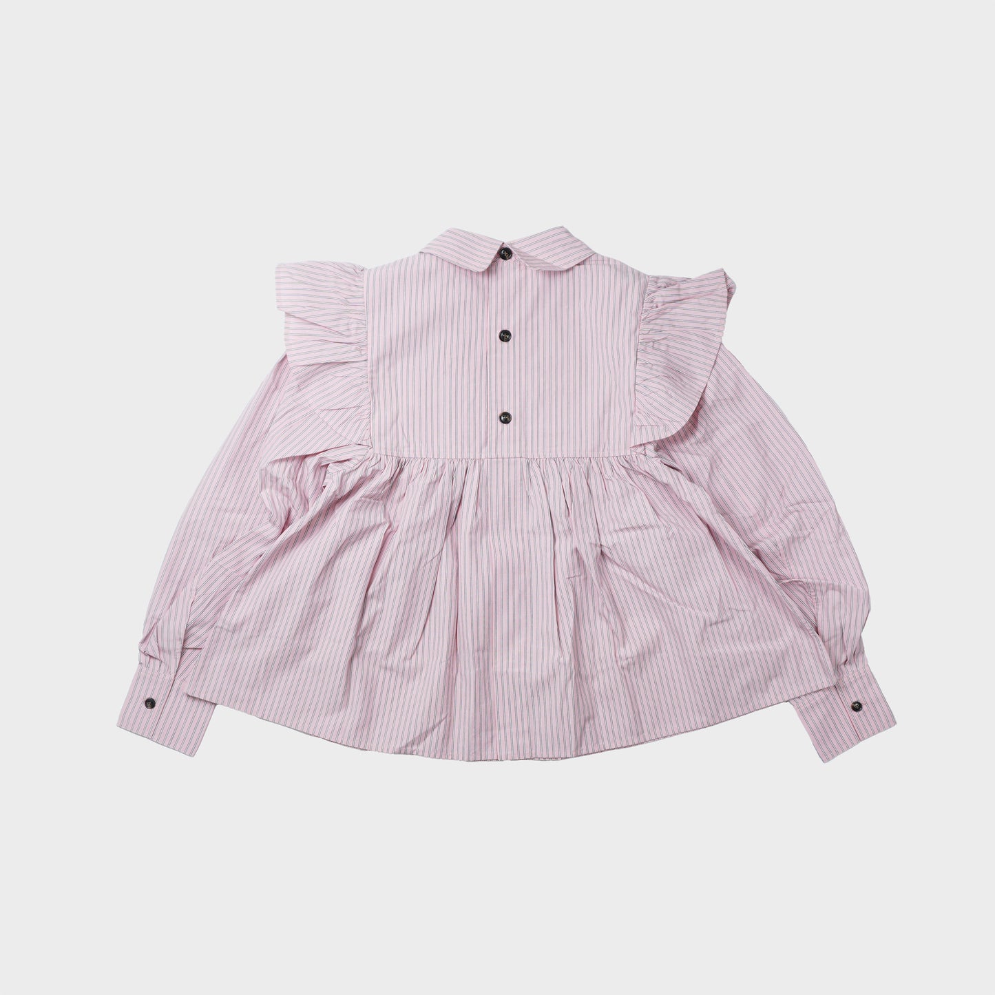 GANNI Oxford Stripe Frill Blouse