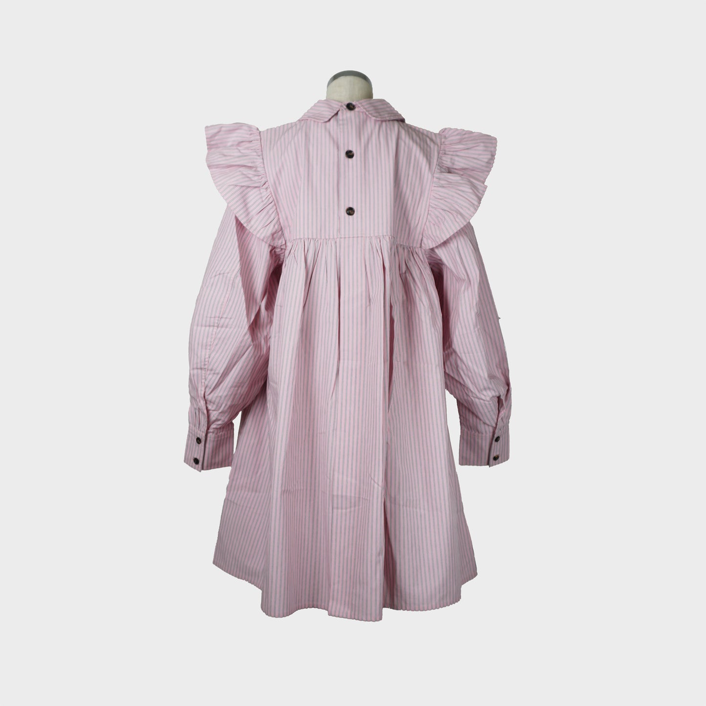 GANNI Oxford Stripe Mini Frill Dress