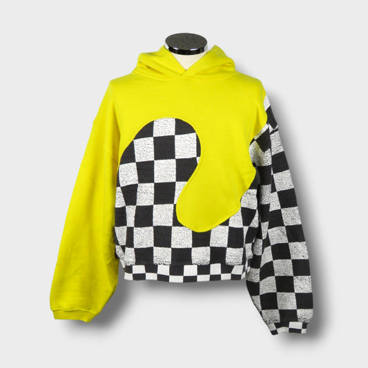 ERL YELLOW CHECKER SWIRLHOODIE KNI