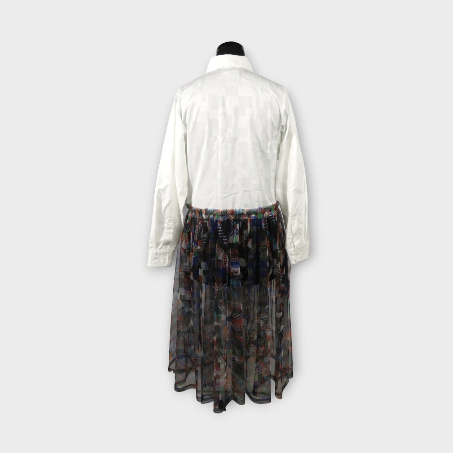 ANREALAGE PATCHWORK PRINT TULLE DOCKING SHIRT