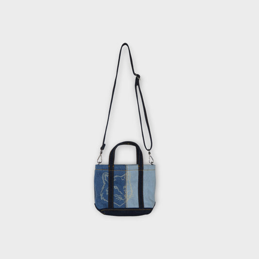 MAISON KITSUNÉ FOX HEAD MINI DENIM TOTE