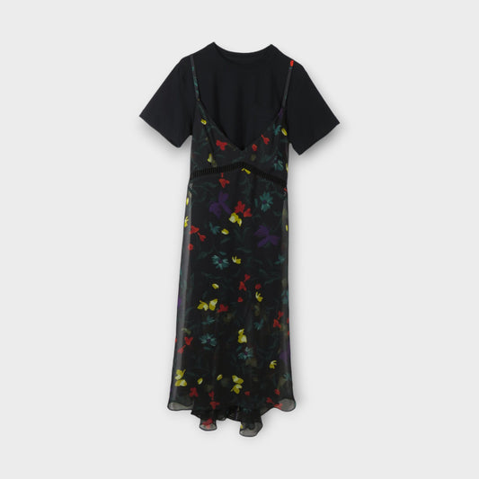 sacai Floral Print Cotton Jersey Dress