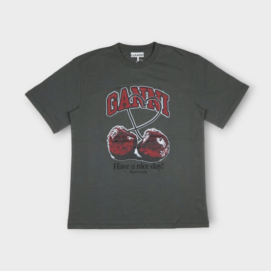 GANNI Future Heavy Cherry Drop Shoulder T-shirt