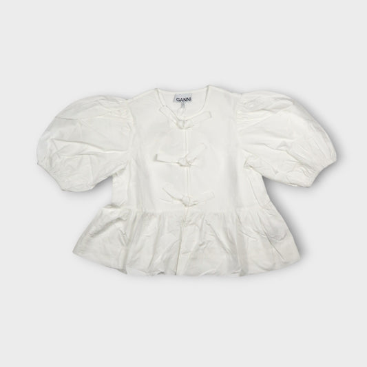 GANNI Cotton Poplin Peplum Blouse