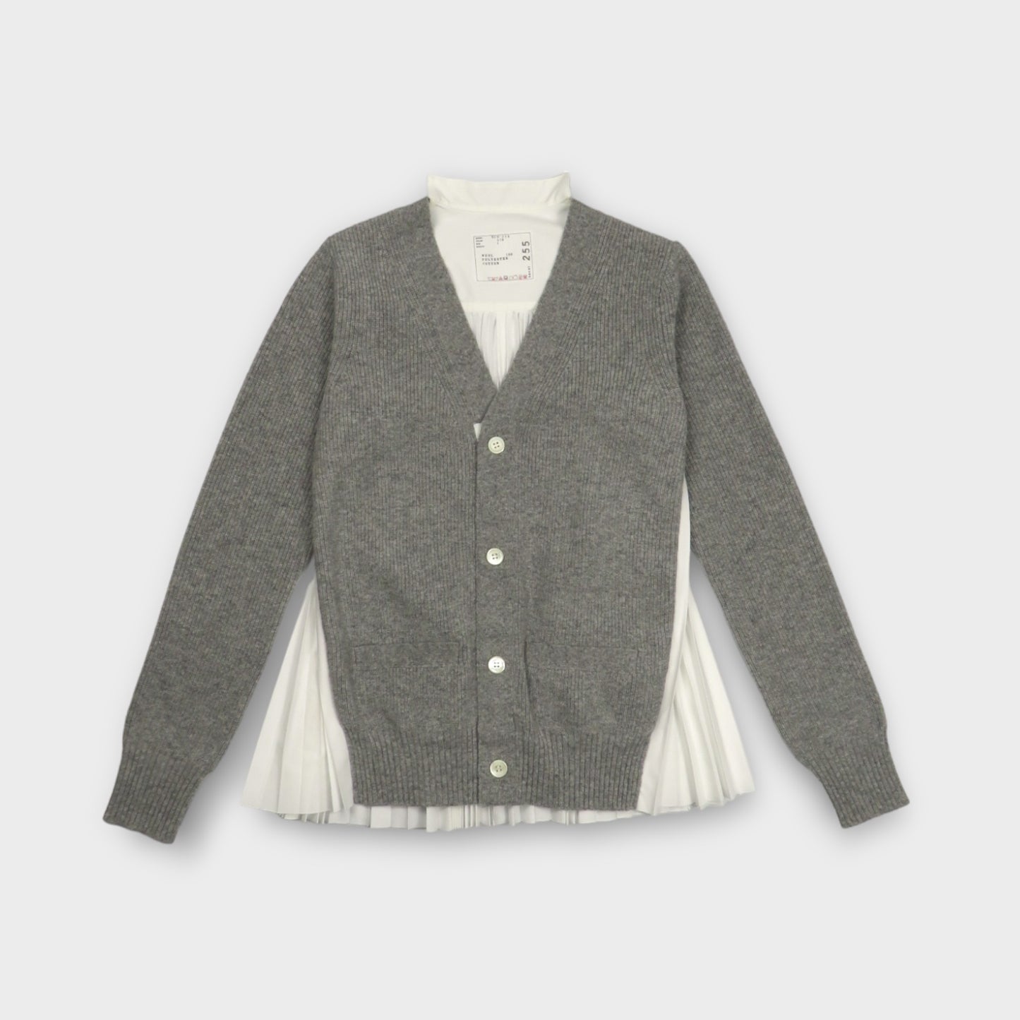 sacai Wool Knit x Cotton Poplin Cardigan