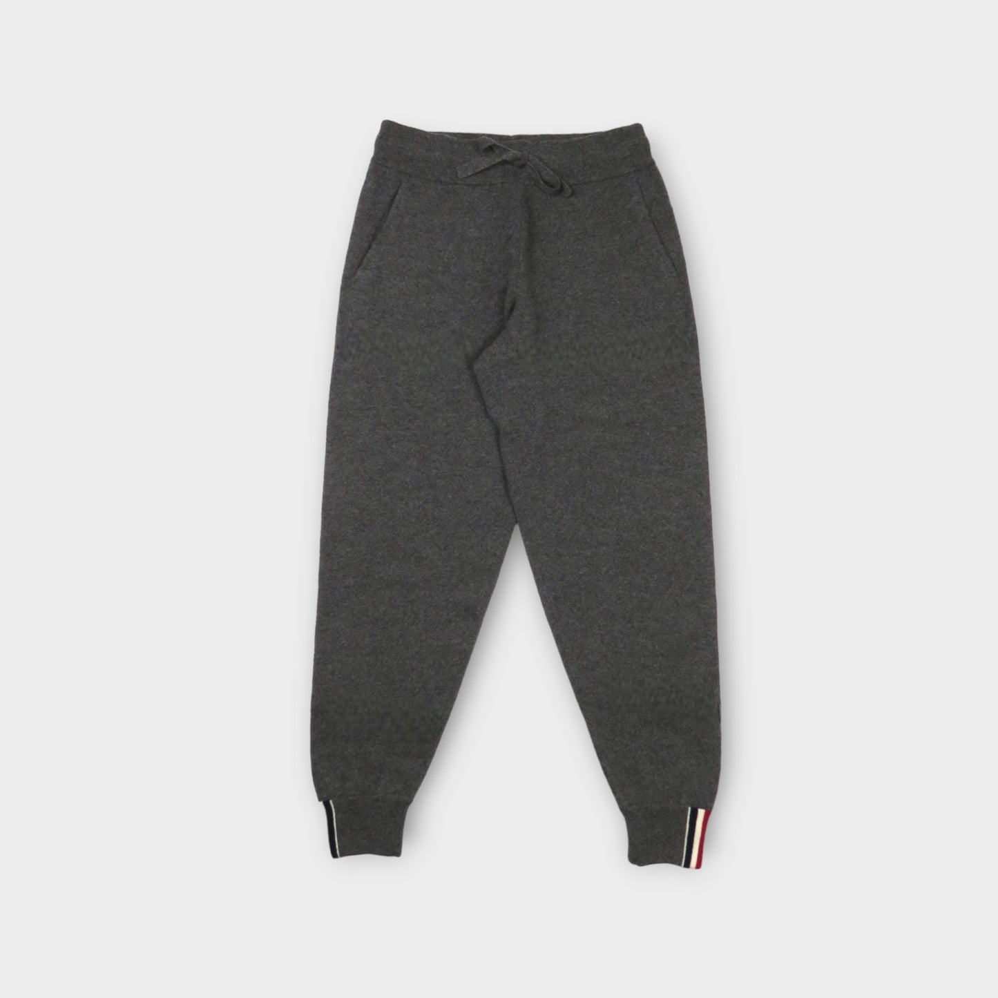 THOM BROWNE JERSEY FLOAT JACQUARD SWEATPANTS IN CASHMERE W/ RWB STRIPE INTARSIA