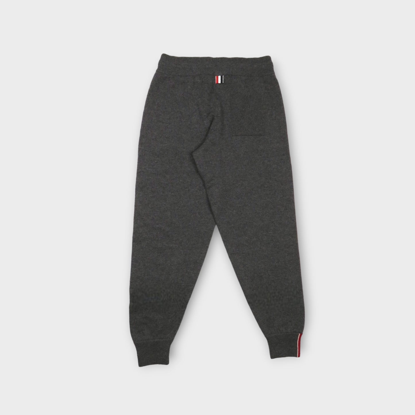 THOM BROWNE JERSEY FLOAT JACQUARD SWEATPANTS IN CASHMERE W/ RWB STRIPE INTARSIA