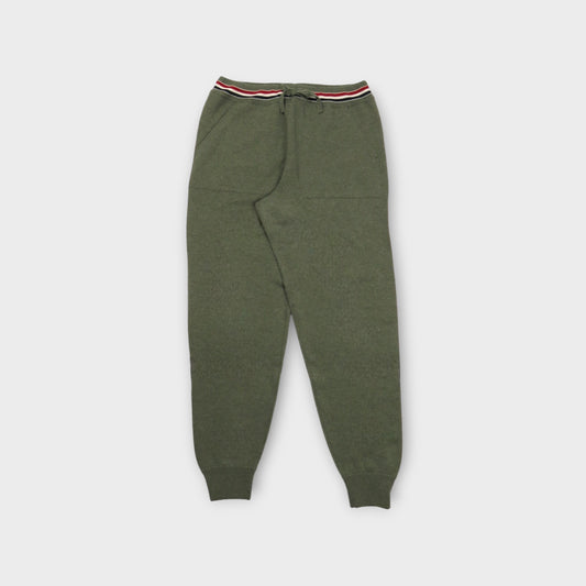 THOM BROWNE JERSEY FLOAT JACQUARD STITCH SWEATPANTS IN CASHMERE W/ RWB STRIPE