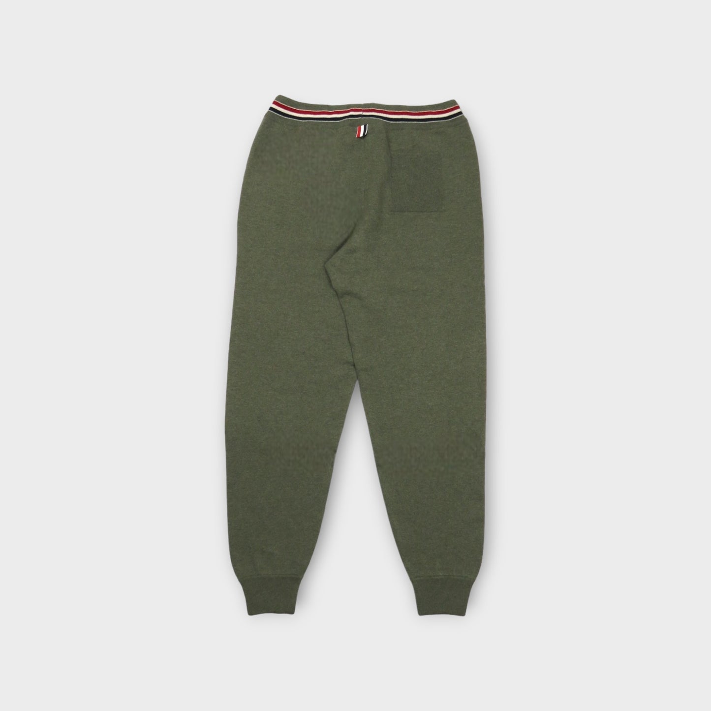 THOM BROWNE JERSEY FLOAT JACQUARD STITCH SWEATPANTS IN CASHMERE W/ RWB STRIPE