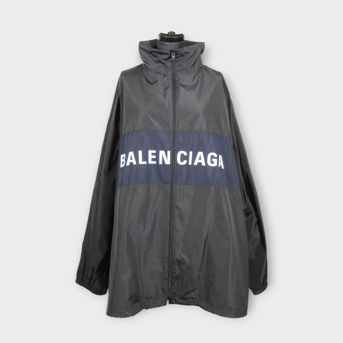 ☆BALENCIAGA☆ロゴタグ付きハイネックジップボアジャケット ブルー 