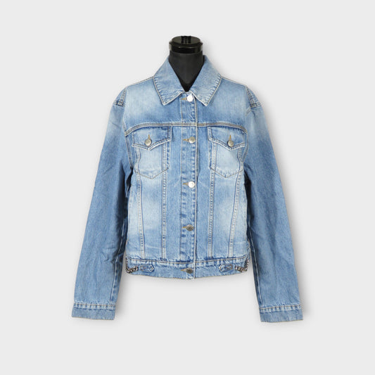 STELLA McCARTNEY ICONIC FALABELLA CHAIN MID BLUE VINTAGE OVERSIZE DENIM JACKET