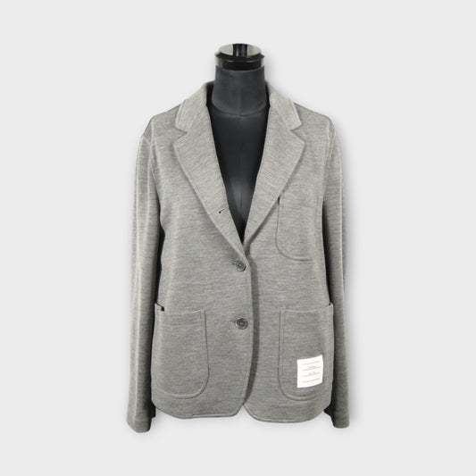 THOM BROWNE CROPPED SACK JACKET IN WOOL MILANO