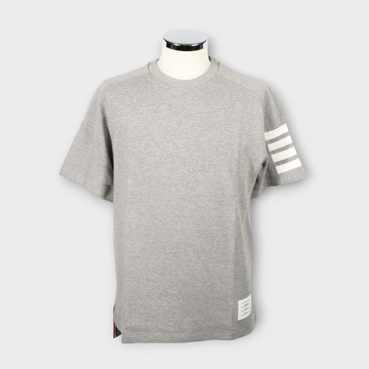 THOM BROWNE SHORT SLEEVE TEE W/ 4 BAR STRIPE IN MILANO COTTON