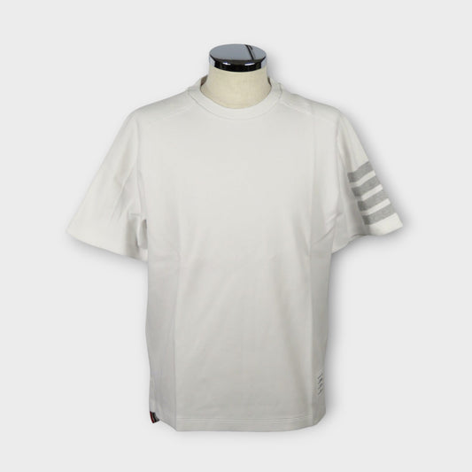 THOM BROWNE SHORT SLEEVE TEE W/ 4 BAR STRIPE IN MILANO COTTON