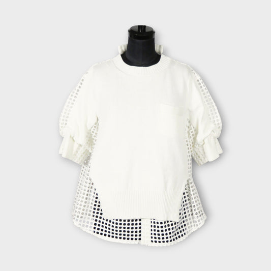 sacai Embroidery Lace x Knit Pullover