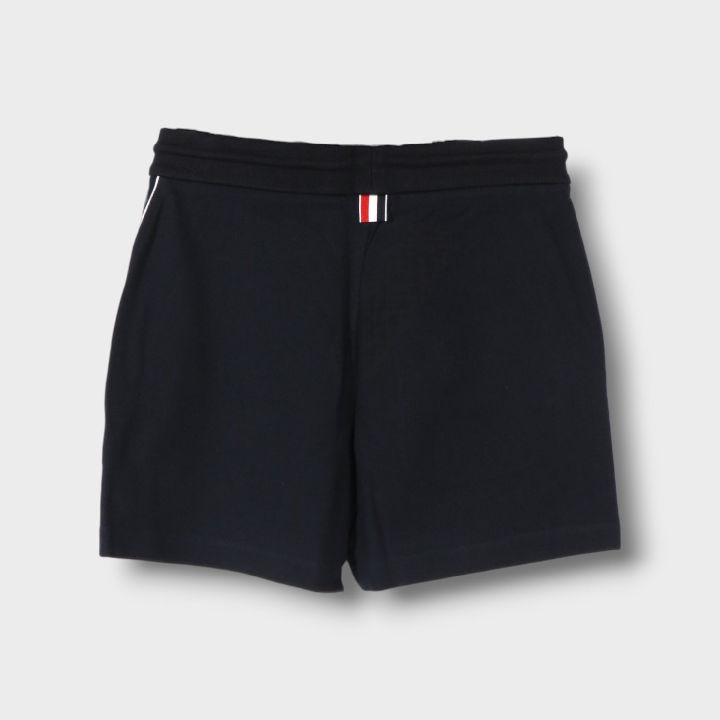 THOM BROWNE MID-THIGH SHORTS W/ RWB SIDE STRIPE IN CLASSIC PIQUE