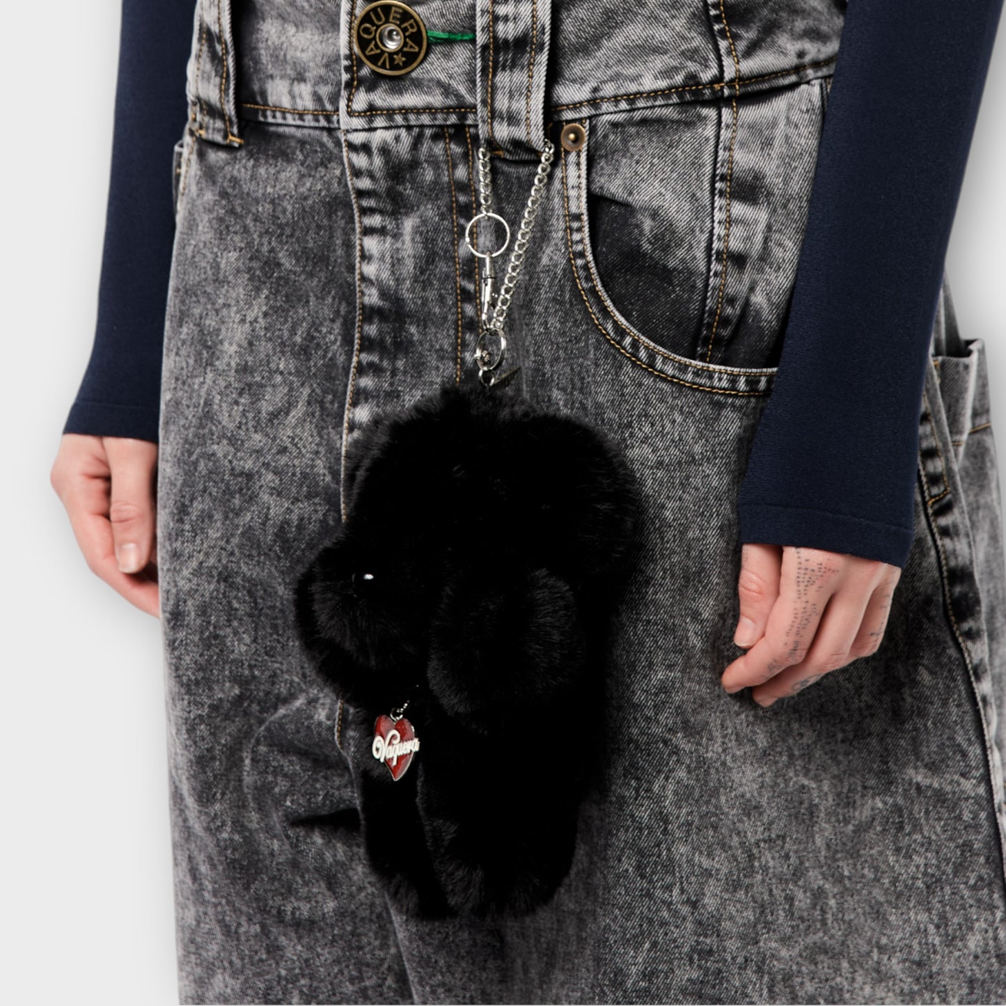 VAQUERA TEDDY BEAR KEYCHAIN BLACK SHORT FUR